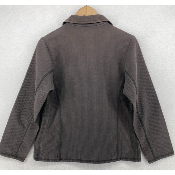 EILEEN FISHER Jacket S Cotton Ribbed Textured Canvas Full Zip Brown USA VTG - Picture 3 of 14